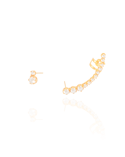 Brinco Ear Cuff Pérolado Banhado a Ouro 18K