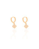 Brinco Argola Click Flor Cravejada Cristal 2.2 cm Banhado a Ouro 18K