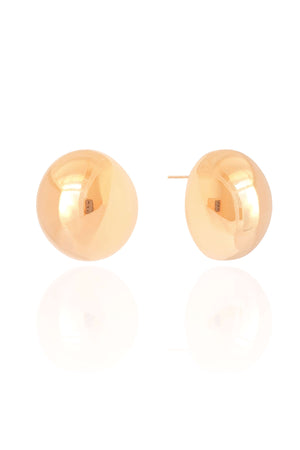 Brinco Oval Abaulado Liso 2.2 cm Banhado a Ouro 18K