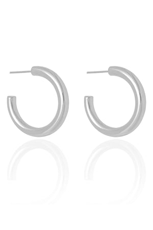 Brinco Argola Tubo Lisa 2.8 cm Ródio Branco