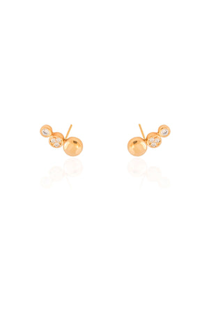Ear Cuff Redondo Cravejado Cristal Banhado a Ouro 18K