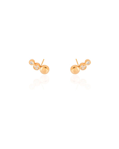 Ear Cuff Redondo Cravejado Cristal Banhado a Ouro 18K