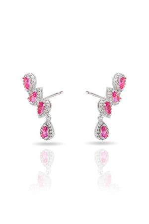 Ear Cuff Rubi Cravejado Cristal com Gota Pendente