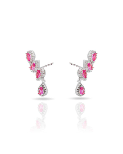Ear Cuff Rubi Cravejado Cristal com Gota Pendente