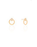 Brinco Círculo Oval Cravejado Cristal 1.4 cm Banhado a Ouro 18K