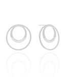 Brinco Argola Frontal Dupla Cravejada Cristal 2.9 cm Ródio Branco