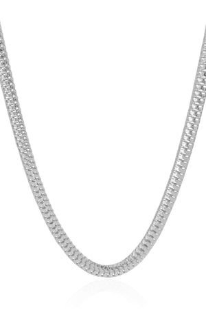 Gargantilha Malha Cobra 6 mm Ródio Branco - 40 cm