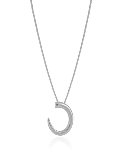 Colar Veneziana Oval Liso Vazado Ródio Branco - 45 cm
