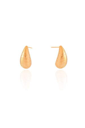 Brinco Gota Frisada 1.6 cm Banhado a Ouro 18K