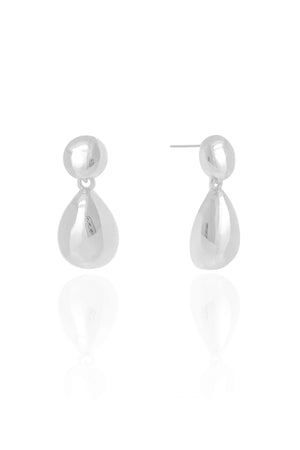 Brinco Duplo Gota Lisa Ródio Branco