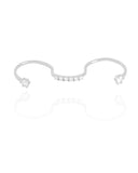 Anel Ajustável Três Dedos Cravejado Cristal Tamanho Único Ródio Branco