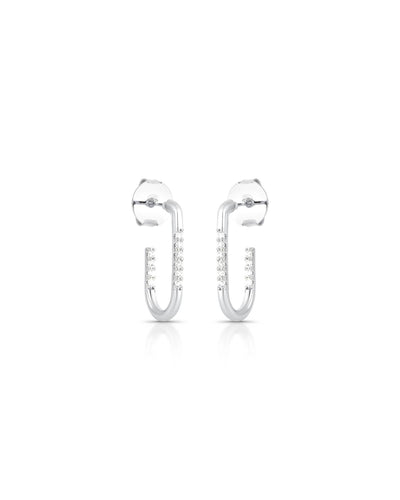 Brinco Meia Argola Oval Craveja Cristal