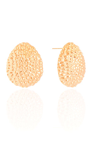 Brinco Gota Texturizada 2.9 cm Banhado a Ouro 18K