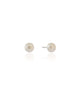 Brinco Pérola Achatada 8 mm Ródio Branco
