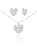 Conjunto Coração Galhos Ródio Branco