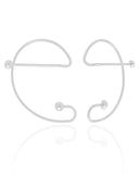 Brinco Ear Cuff Fio Bolas Ródio Branco