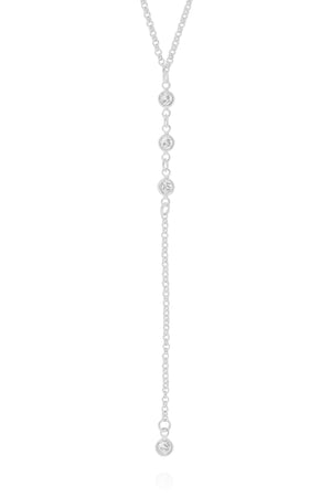 Gargantilha Back Nacklace Elos Pontos de Luz Cristal Ródio Branco - 60 cm