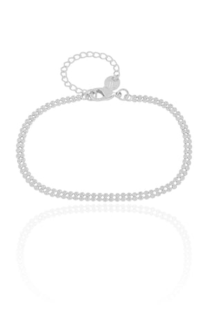 Pulseira Plaquinhas Duplas Ródio Branco