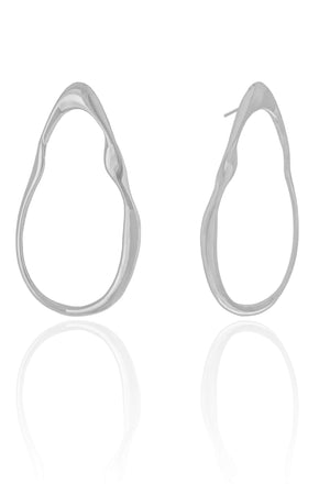 Brinco Orgânico Vazado Liso 4.6 cm Ródio Branco