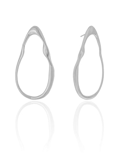 Brinco Orgânico Vazado Liso 4,6 cm Ródio Branco