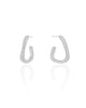 Brinco Argola Torcida Cravejada Cristal 2.3 cm Ródio Branco