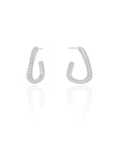 Brinco Argola Torcida Cravejada Cristal 2.3 cm Ródio Branco