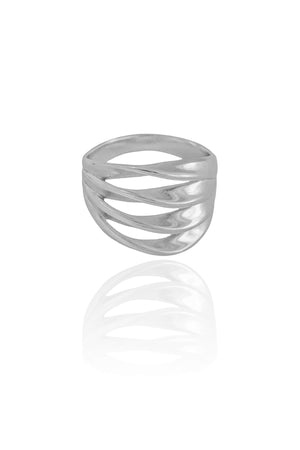 Anel Filetes Torcidos Tamanho 12 Ródio Branco