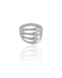 Anel Filetes Torcidos Tamanho 12 Ródio Branco