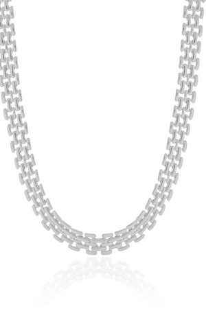 Choker Malha Relógio 8 mm Ródio Branco