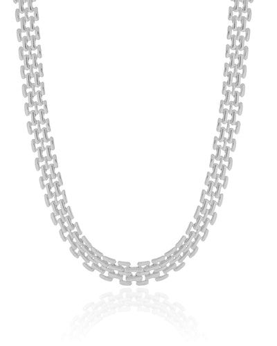 Choker Malha Relógio 8 mm Ródio Branco - 31 cm
