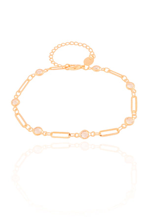 Pulseira Elos Pontos de Luz Cristal Banhado a Ouro 18K