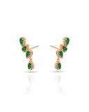 Ear Cuff Esmeralda Cravejado Cristal com Gota Pendente