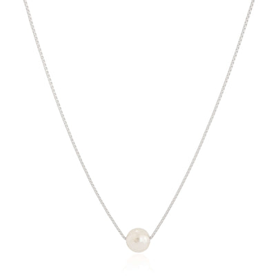 Colar Veneziana Pérola Ródio Branco - 40 cm