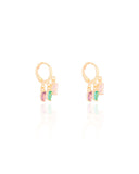 Brinco Argola Cristais Coloridos Banhado a Ouro 18K