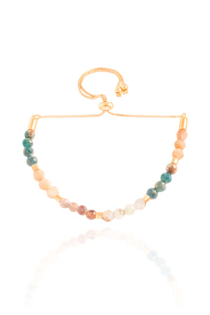 Pulseira Cristais Coloridos 3 mm Banhado a Ouro 18K