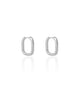 Brinco Argola Click Retangular Lisa 1.7 cm Ródio Branco