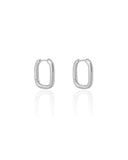 Brinco Argola Click Retangular Lisa 1.7 cm Ródio Branco