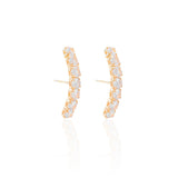 Ear Hook Sete Zircônias Cravejadas Cristal Banhado a Ouro 18K