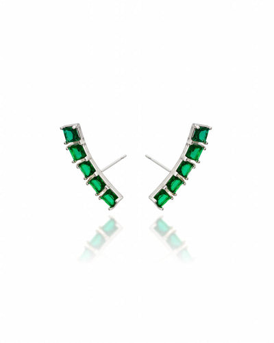 Brinco Ear Cuff Carre Quadrado Verde Esmeralda com Tarraxa Virgula