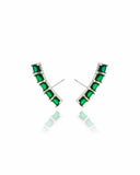 Brinco Ear Cuff Carre Quadrado Verde Esmeralda com Tarraxa Virgula