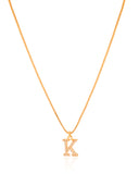 Gargantilha Veneziana Letra K Cravejada Cristal Banhado a Ouro 18K - 45 cm