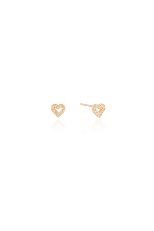 Brinco Coração Cravejado Cristal Banhado a Ouro 18K