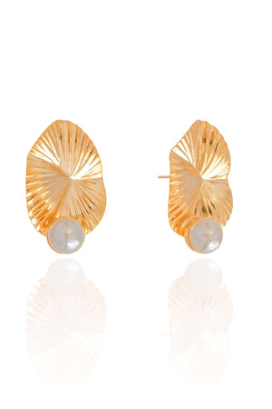 Brinco Oval Orgânico Pérola 2.5 cm Banhado a Ouro 18K
