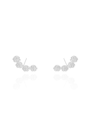 Ear Cuff Redondos Cravejados Cristal Ródio Branco