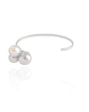 Bracelete Liso Bolas Pérola Ródio Branco