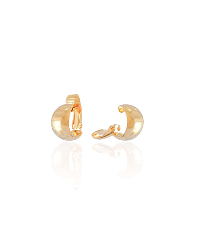 Brinco Argola de Pressão Lisa 1.3 cm  Banhado a Ouro 18K