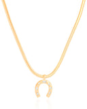 Gargantilha Snake Ferradura Cravejada Cristal Banhado a Ouro 18K - 40 cm