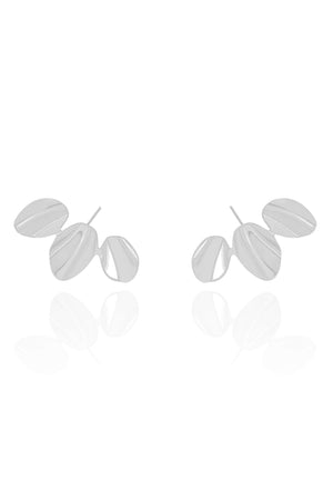 Ear Cuff Trio Oval Liso Ródio Branco