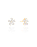 Brinco Flor Cristal Banhado a Ouro 18K