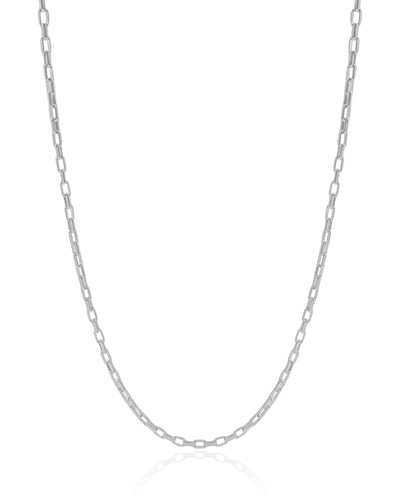 Gargantilha Elos Retos 2 mm Ródio Branco - 45 cm